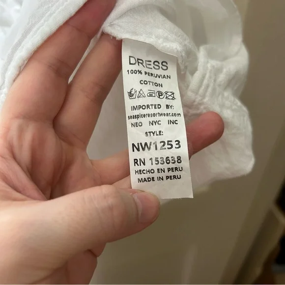 Seaspice Resort wear white crochet peruvian cotton coverup dress S - Picture 10 of 10